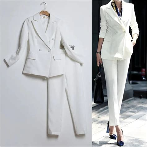 White Women Pant Suit Formal Ladies Business Suits Office Work Wear Female Suit For Weddings