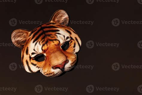 Orange Tiger Striped Masquerade Face Mask With Realistic Print Of