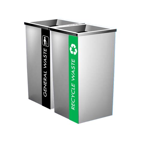 Ss110 L Stainless Steel Recycle Bin Square Cw Open Top 2 In 1 Top Bins