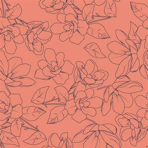 Premium Vector Hand Drawn Flower Line Art Seamless Pattern In Retro Style