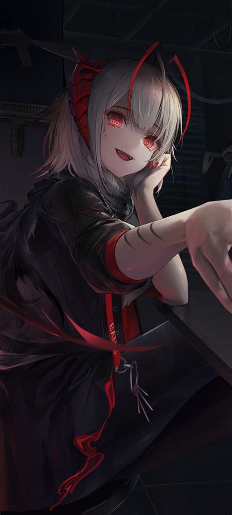 Video Game Arknights White Hair Red Eyes W Arknights 1440x3200