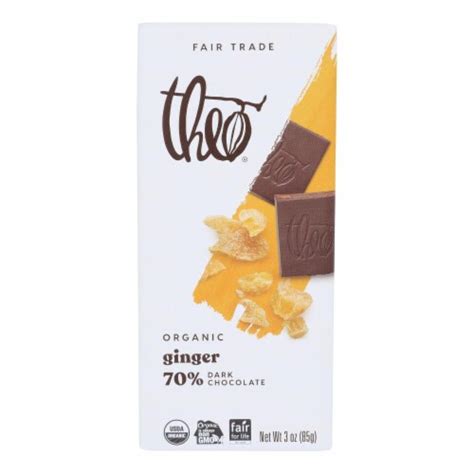 Theo Chocolate Organic Chocolate Bar Dark 70 Percent Cacao Ginger