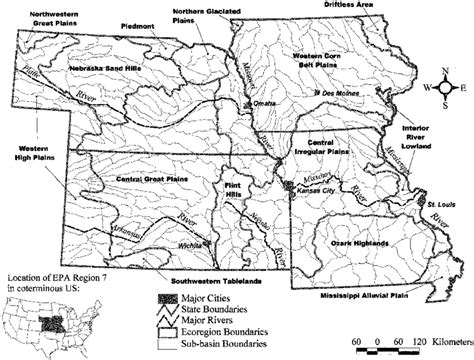 General overview map of EPA Region 7. Features shown include State and ...