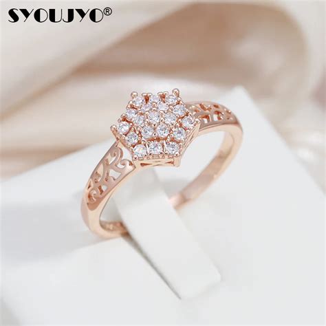 Syoujyo Hexagon Cutting Zircon Full Paved Rings For Women Luxury