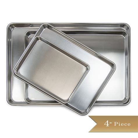 4 Piece Truecraftware Aluminium Baking Tray Set Baking Sheets In