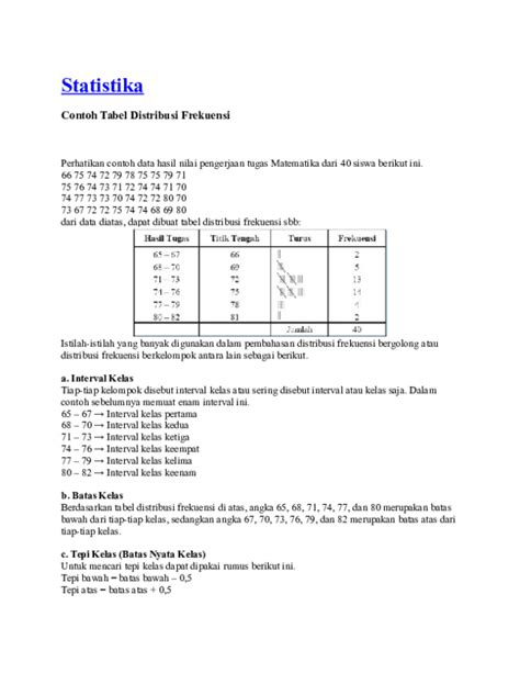 Mencari Tepi Kelas Distribusi Frekuensi Dan Grafik Naila Banahsan