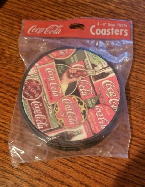 Coca Cola Coaster Set X4 New In Package Coke Deco Plastic Vintage Ebay