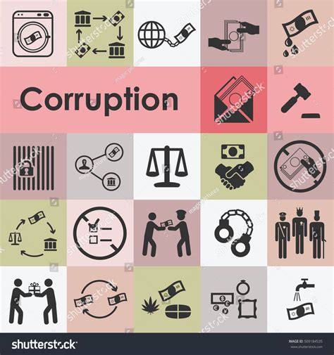 Vector Illustration Of Corruption Icons Set Royalty Free Stock Vector