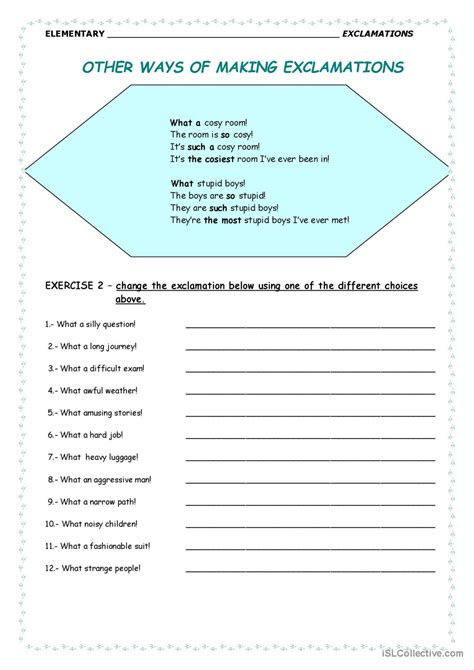 Exclamations English Esl Worksheets Pdf Doc