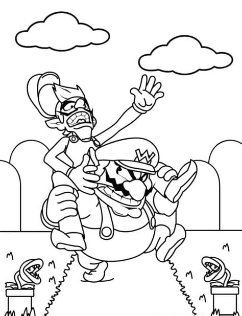 Mario Coloring Pages Waluigi And Wario Coloring Page Coloring