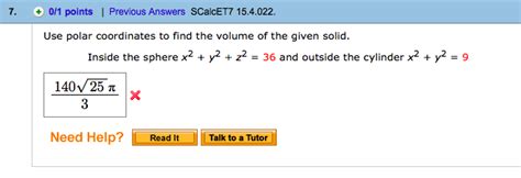 Solved Use Polar Coordinates To Find The Volume Of The Given