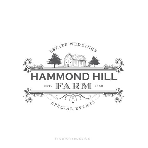 Farm Logo Design Premium Branding Package Wedding Venue Handdrawn Logo ...