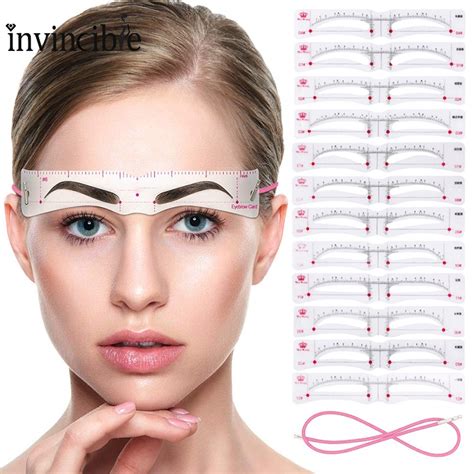 12pcs Reusable Eyebrow Stencil Set With Rope Diy Eyebrow Styling