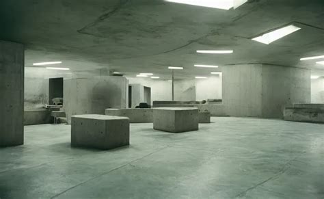 Interior Shot Of A Secret Brutalist Concrete Bunker Stable Diffusion