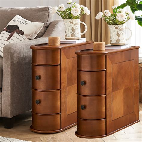 Tribesigns Solid End Table Set Of Two Drawer Narrow Side Table