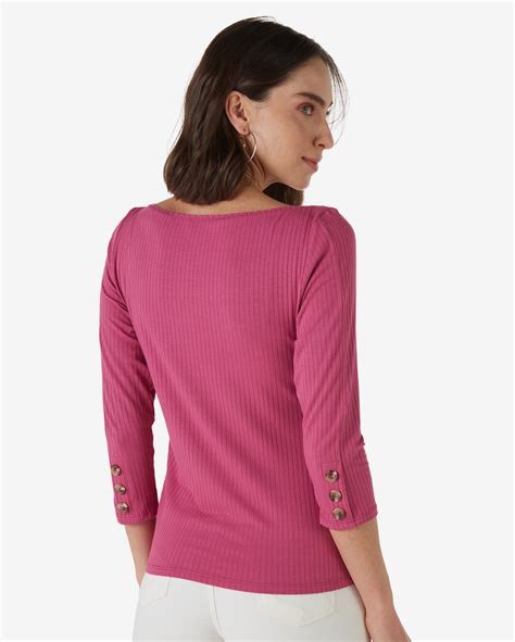 Riachuelo Blusa Feminina Ampla Manga Malha Canelada Rosa Pink Ak