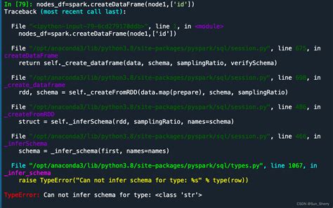 Pyspark 使用rdd转化为dataframe时报错typeerror Can Not Infer Schema For Type ＜class ‘str‘＞ Typeerror