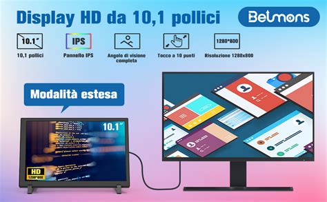 Beumons 10 1 Pollici Raspberry Pi Schermo 1280X800 IPS Monitor