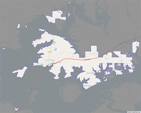 Map Of Cedar Bluff Town Alabama Thong Thai Real