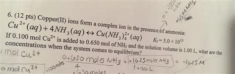 Solved Copperii Ions Form A Complex Ion In The Presence Of