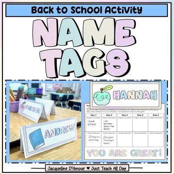 Back to School - Name Tags - Student/Teacher Reflection Activity