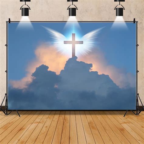 Amazon Leowefowa X Ft Vinyl Jesus Cross Backdrop Angel Wings