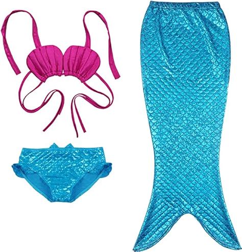 MAHUAOYIXI MAHUAOYIXI Muschel Badeanzug für Mädchen mit Fischschwanz Bikini für Mädchen in