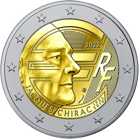 1 moneda x FRANCIA 2 EUROS 2022 JACQUES CHIRAC POLITICO 1ª MONEDA