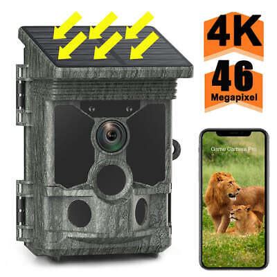 Wildlife Camera Solar Powered 46MP 4K UHD 30fps WiFi Bluetooth Trail