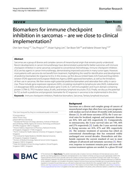 Pdf Biomarkers For Immune Checkpoint Inhibition In Sarcomas Are We