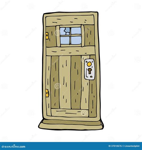 Puerta De Madera Vieja De La Historieta Ilustración Del Vector