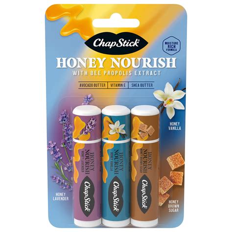 Pack of 4 ChapStick Lip Balm - Honey Nourish - 3 pk - Package may vary
