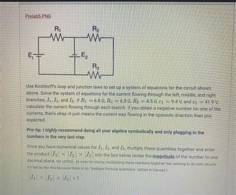 Solved Prelab5png Use Kirchhoffs Loop And Junction Laws