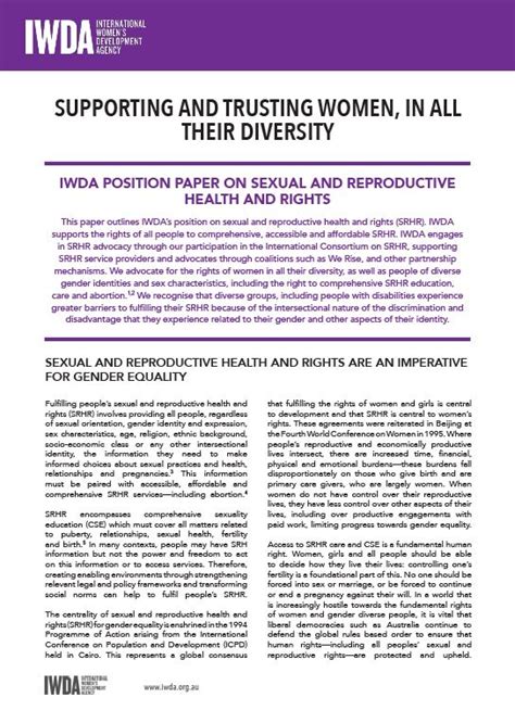 Iwda Position Paper On Sexual And Reproductive Health And Rights Iwda