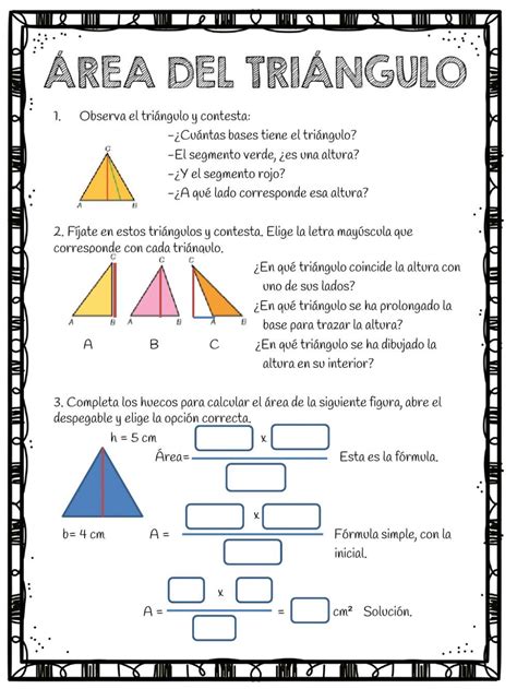 Rea Del Tri Ngulo Interactive Worksheet Ejercicios Matematicas