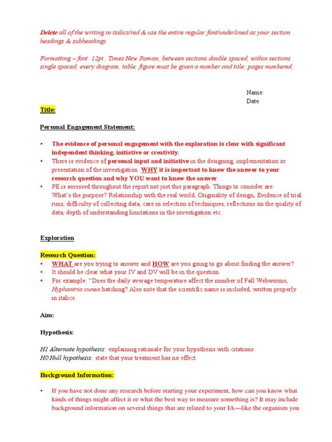 Template Biology IA Exploration | PDF | Citation | Experiment