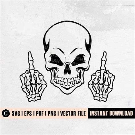 Skull Middle Finger Svg Skull Svg Skeleton Svg Skull C Inspire