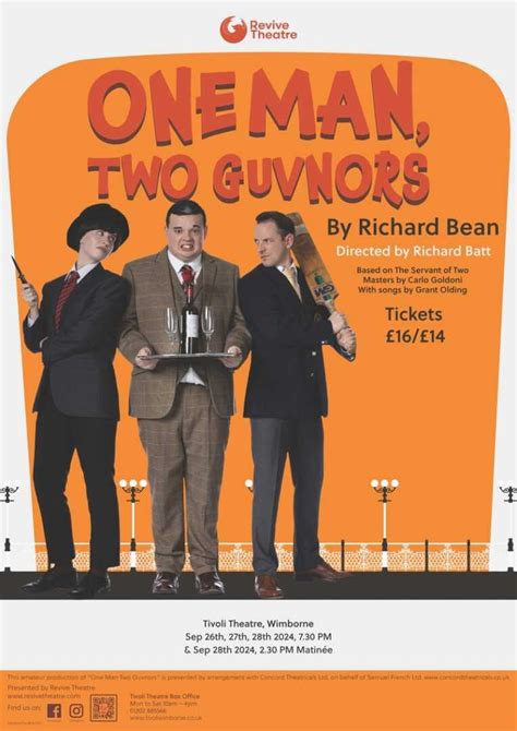 One Man Two Guvnors Revive Theatre The Tivoli Wimborne Theatre