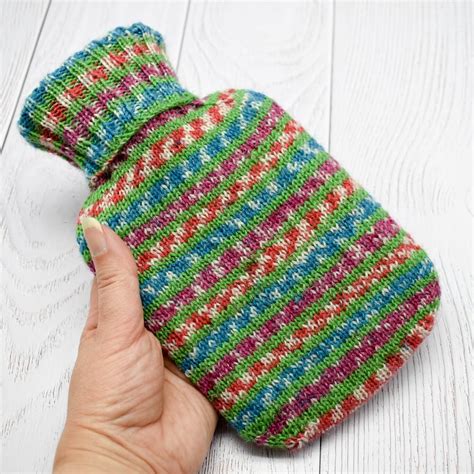 SOLD Hand Knitted Hot Water Bottle Cover Mu Folksy