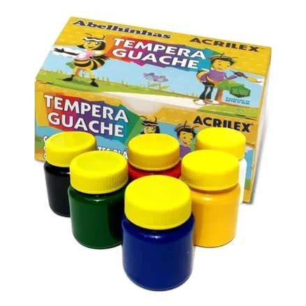 Tinta Tempera Guache Acrilex 6 Cores 15ml Cada Shopee Brasil