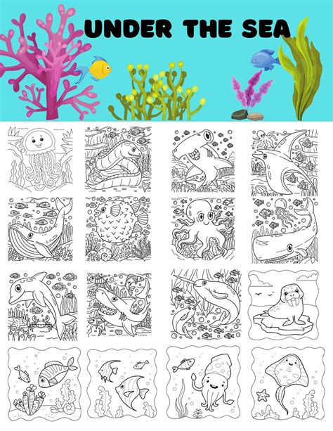 100 Printable Under The Sea Coloring Pages Instant Download Kids Ocean