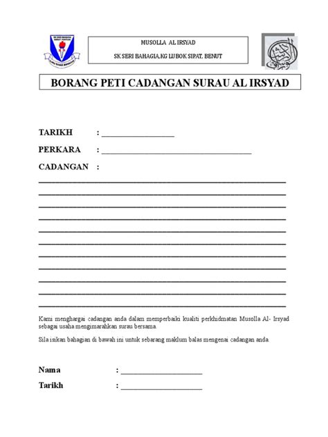 Borang Cadangan Pdf