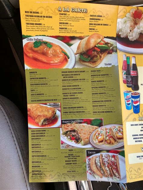 Menu at La Costa Mexican Restaurant, Fortuna