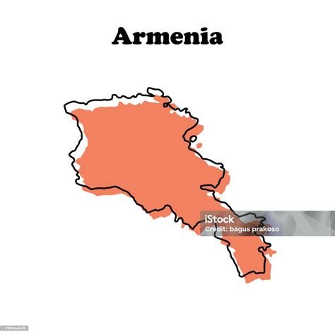 Stylized Simple Red Outline Map Of Armenia Stock Illustration