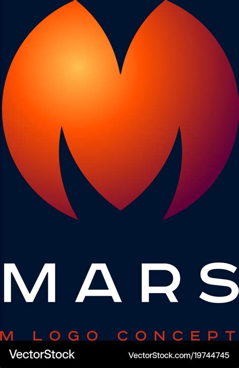 M Planet Emblem And Mars Logo Royalty Free Vector Image