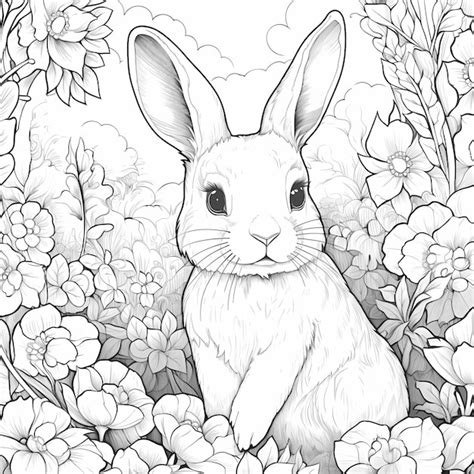 Feuille De Coloriage De Lapin Kawaii Simple Et Mignon Image Premium