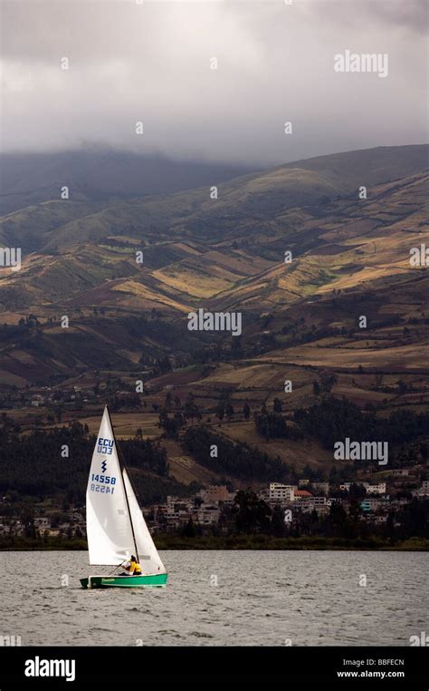 Sailboat On Lake San Pablo Near Otavalo Ecuador Stock Photo Alamy