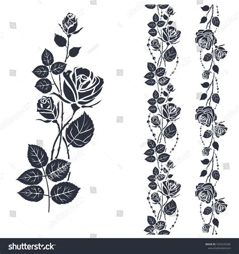 Rose Tattoo Pattern Silhouette Roses Leaves Stock Vector (Royalty Free) 1023235282 | Shutterstock