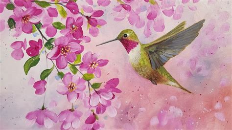 How To Paint A Hummingbird Acrylic Painting Live Tutorial Youtube