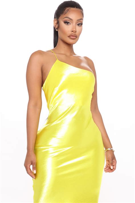 Soulful Satin Maxi Dress Yellow Fashion Nova Dresses Fashion Nova